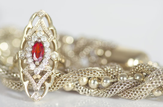 Gold jewelry.