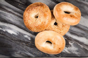 Bagels on gray background
