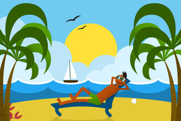 Sunbathing Guy at Summer Beach