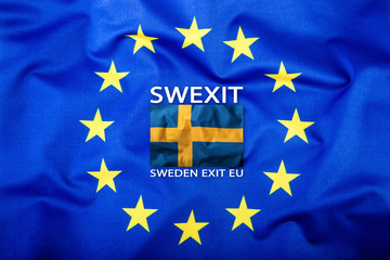 Swexit. Sweden Exit from EU European Union. Sweden flag Eu Flag.