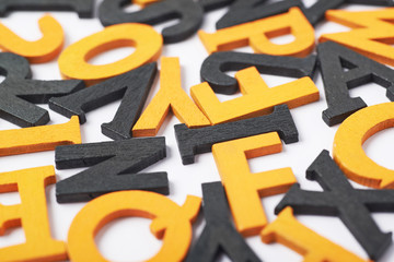 Surface covered with the wooden letters