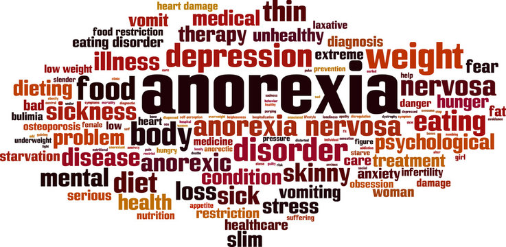 Anorexia word cloud concept. Vector illustration