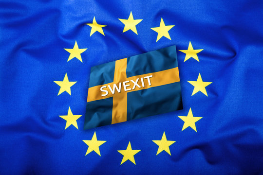 Swexit. Sweden Exit from EU European Union. Sweden flag Eu Flag.
