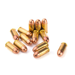 9mm bullet for a gun isolated on white background