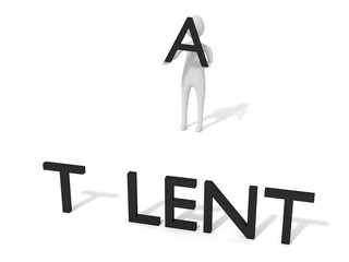 Missing letter: Talent, 3d illustration