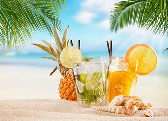 Summer drinks on beach