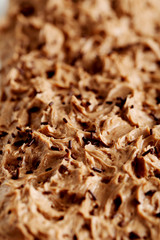 Sweet and tasty chocolate cake background, close up