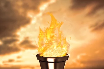 Photo sur Aluminium Flamme Image composite du feu olympique