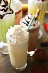 Delicious milkshakes, closeup