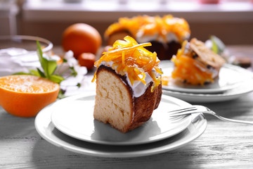 Delicious citrus cake served for breakfast