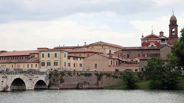 Tiberius bridge and Chiesa di Santa Maria dei Servi Rimini