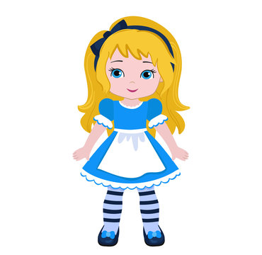 Illustration of Beautiful Alice from Wonderland. Vector illustration.