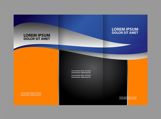Vector empty tri-fold brochure print template design, trifold bright booklet or flyer

