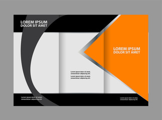 Template design trifold brochure with polygons, polygonal sphere. Editable and light vector with places for photos. Proportionally A4
