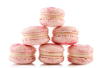 Tasty macaroons, isolated on white