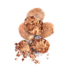 Crushed nutmeg isolated on white