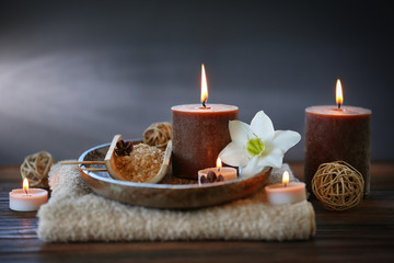 Beautiful spa composition on dark background