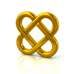 3d illustration of golden endless knot