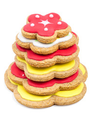Homemade baked gingerbread, isolated on a white