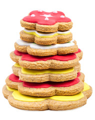 Homemade baked gingerbread, isolated on a white