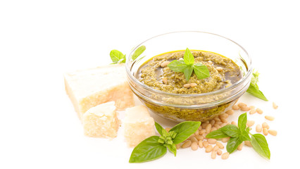 pesto sauce isolated on white