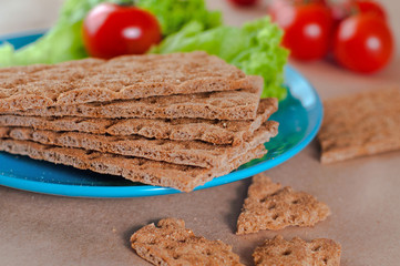 Healthy food concept of breakfast with crispbreads
