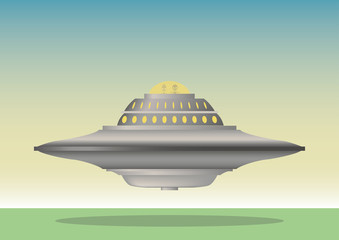 Fototapeta na wymiar Flying Saucer UFO with aliens easy to extract