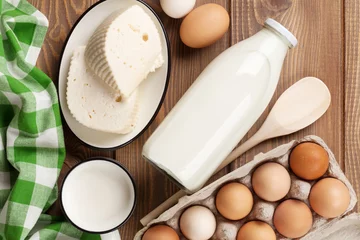 Fotobehang Zuivelproducten Milk, cheese and eggs