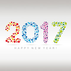 Flat multicolor New Year numerals with bubbles design on a subtle background