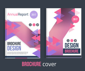 Set of Vector brochure cover templates with triangles. Professional Business presentation . A4 size Annual report template. Clean catalogue