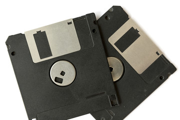 Two black floppy disks