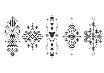 Fototapeta na wymiar Vector tribal elements, ethnic collection, aztec stile isolated on white background