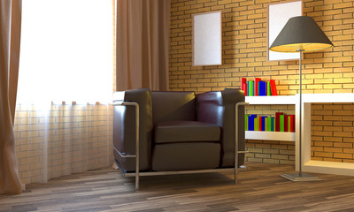3D interior rendering in a small apartment