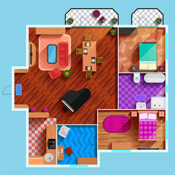 Top View Of Interior Of Typical Apartment 