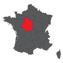 Centre red map on gray France map vector