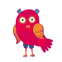 Vector illustration of Shaped and ornamental owl.