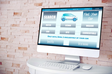 Website selling cars. Online insurance concept