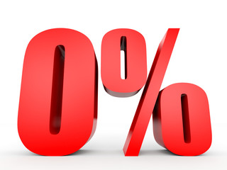Discount 0 percent off. 3D illustration.