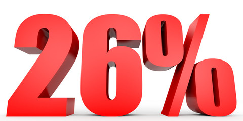 Discount 26 percent off. 3D illustration.