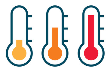 Three vector thermometer showing the temperature from warm to ve - obrazy, fototapety, plakaty