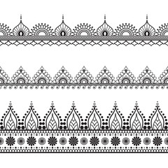Border elements in Indian mehndi style for card or tattoo.