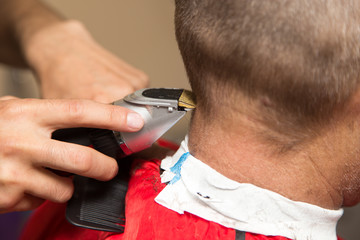 Men's grooming trimmer in a beauty salon