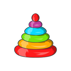 Toy pyramid icon, cartoon style