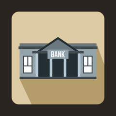 Bank building icon in flat style
