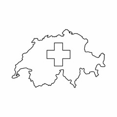 Fototapeta premium Switzerland map icon, outline style