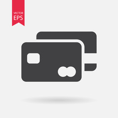 Credit Card Icon Vector. Credit Card sign isolated on white background. Flat design style.