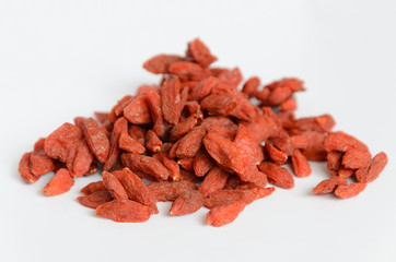 Dried Goji berries isolated on white