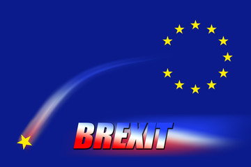 European union flag sign. Shooting star. Group of stars on blue sky background but one missing falling star. For business financial and brexit sign effect concept