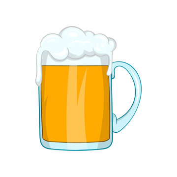 Mug of beer icon in cartoon style