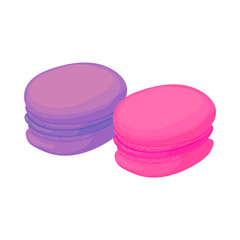 Makarons French pastries icon, cartoon style
